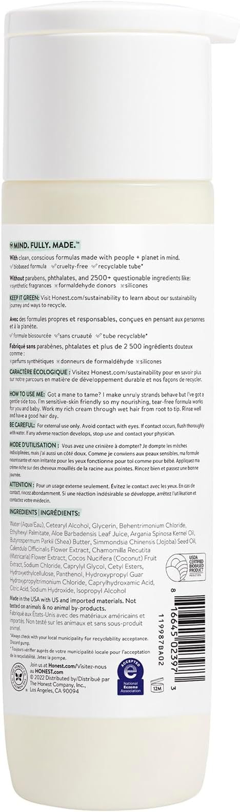 The Honest Company Fragrance Free Bundle for Sensitive Skin | 2-in-1 Cleansing Shampoo + Body Wash and Silicone Free Conditioner | Naturally Derived, Tear free, Hypoallergenic | 20 fl oz
