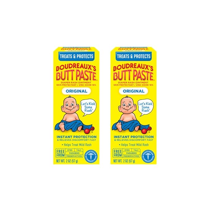 Boudreaux's Butt Paste Original Diaper Rash Cream, Ointment for Baby, 2 oz Tube (Pack of 2)