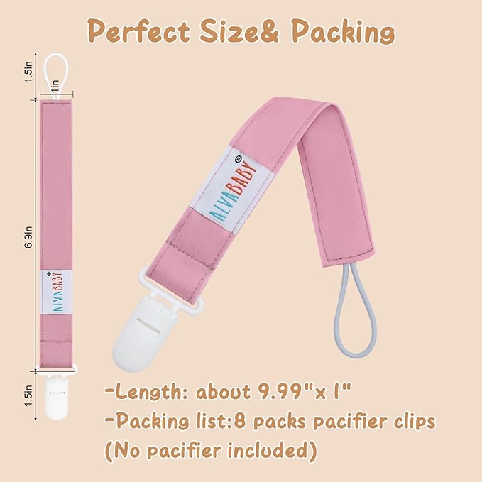 ALVABABY Pacifier Clips 8 Pack Pacifier Binky Paci Holder Leashes for Baby Teethers 8DP10