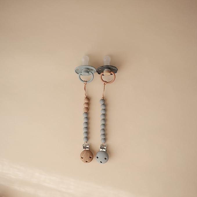 mushie 100% Silicone Baby Pacifier Clip BPA Free | Hera (Stone)