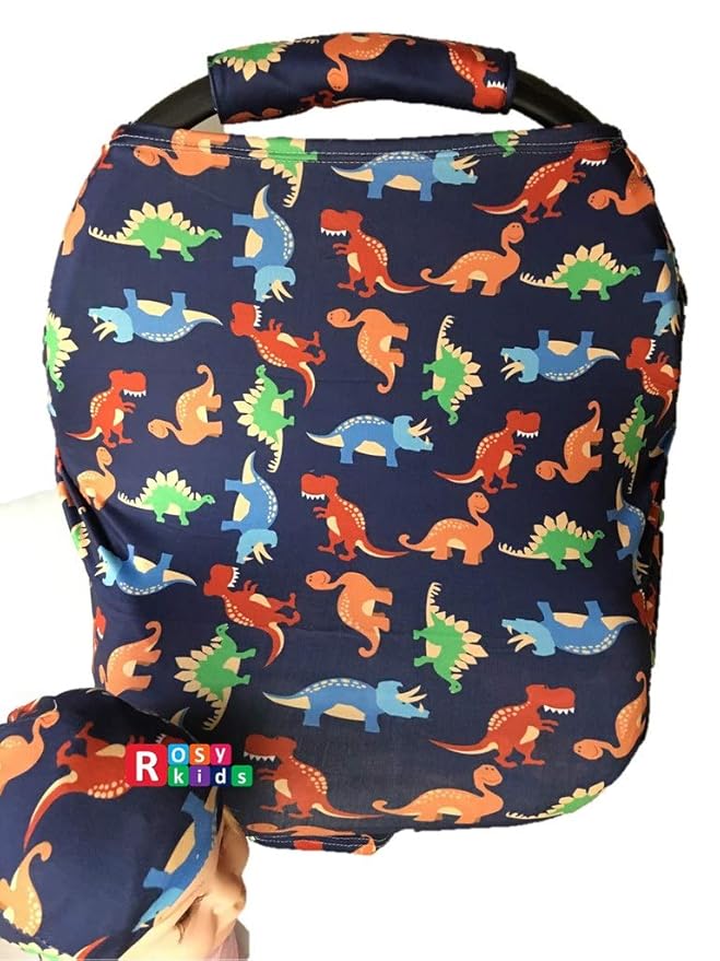 9pc Baby Boy Baby Girl Ultimate Set of Infant Car Seat Cover Canopy Headrest Blanket Hat Nursing Scarf, 25JE11