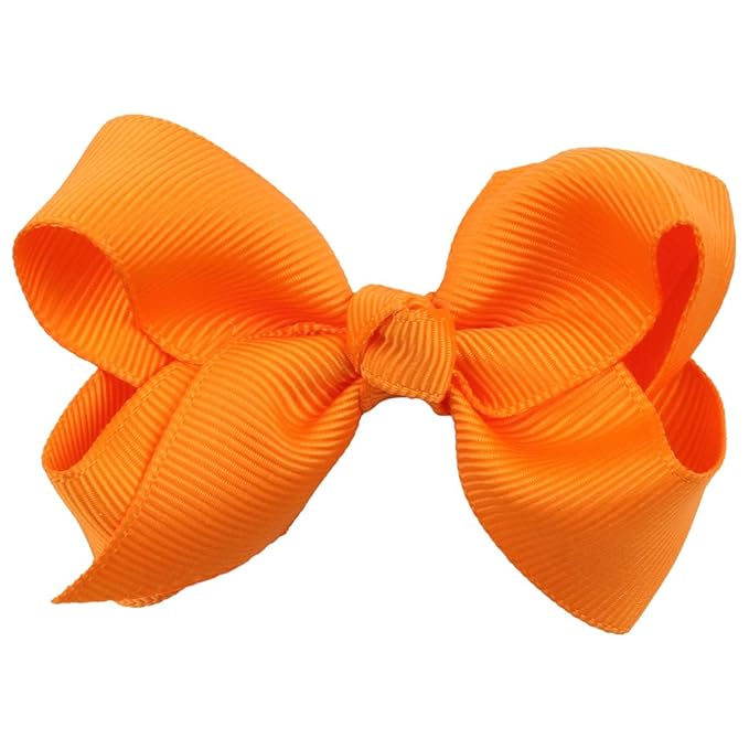 3 Inch Baby Girl Hair Bows Boutique Hair Clip Teens Toddlers Hairpin Headwear - Set of 2 (Orange)