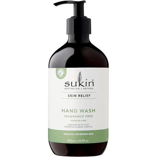 Sukin Skin Relief, Hand Wash, Sensitive, Distressed Skin, Fragrance Free, 16.9 fl oz (500 ml)