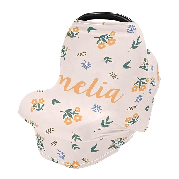 Personalized Baby Car Seat Cover for Babies, Custom Name Baby Car Seats Canopy for Boys Girls, Nursing Breastfeeding Stroller Covers for Infant Newborn, Shower Gift for Baby ()