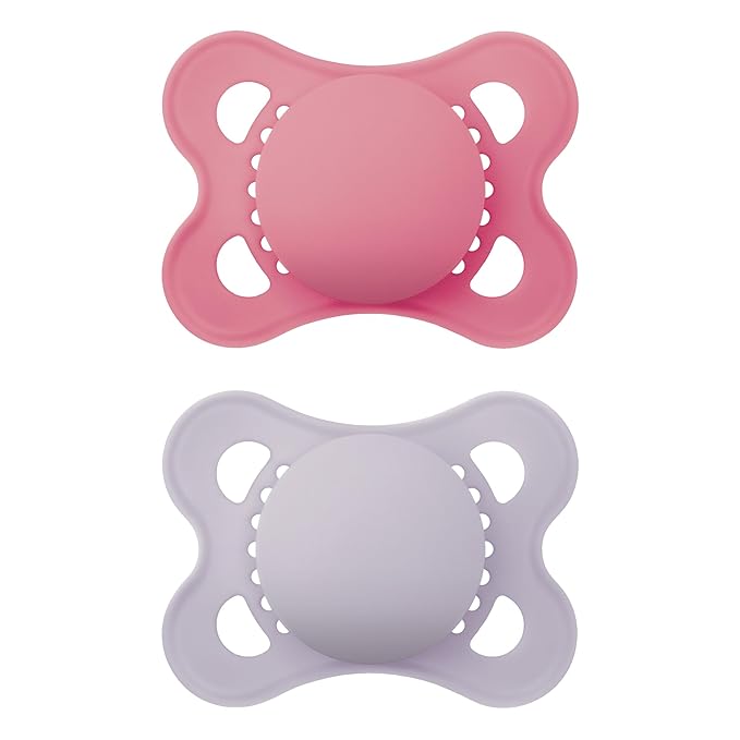 Original + Night 4-Pack, 0-6M Girl Baby Pacifiers (2pk) + Sterilizer Case