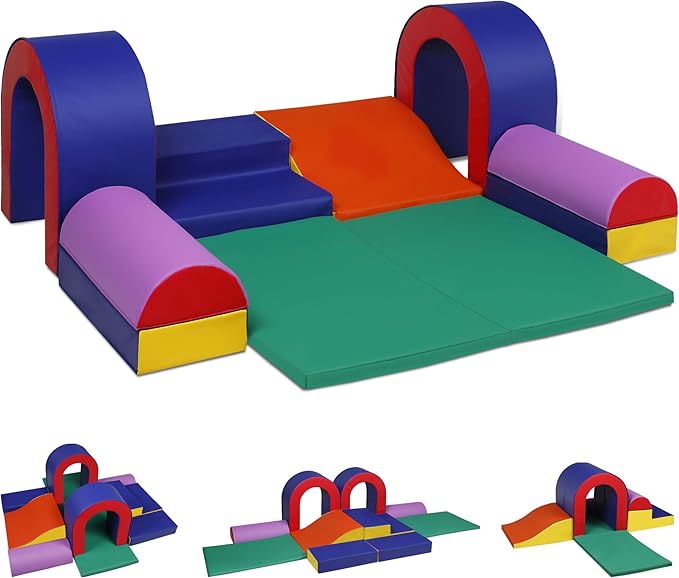 TODEFULL 10 Piece Foam Climbing Blocks, Soft Climbing Toys for Toddlers, Lightweight Baby Climbing Gym, Indoor Baby Activity Play Set for Crawling Climbing and Sliding
