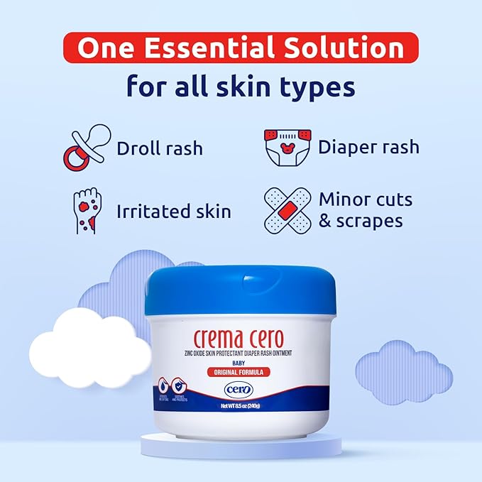 Diaper Rash Cream with Zinc Oxide for Babies – Crema Cero 8.5 oz | Fast Relief Ointment, Protective Barrier | Paraben-Free, Gentle for Newborns & Sensitive Skin