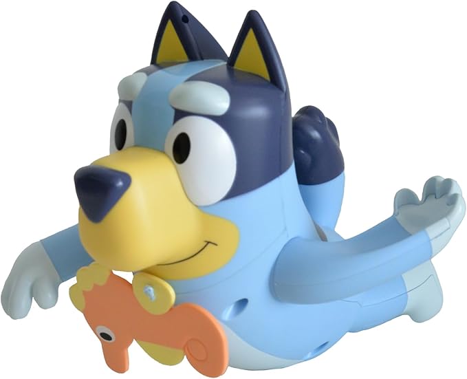 Bluey Swimming Bath Toy by TOMY Toomies - Bluey Toys Includes Retractable Seahorse and Swims on Back or Front - Bath, Beach or Pool Toys - Ages 18 Months and Up