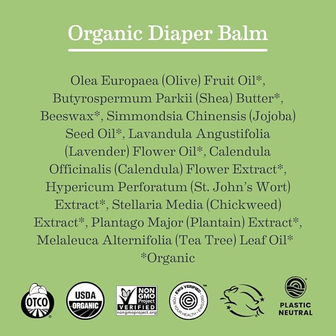 Earth Mama Organic Diaper Balm Multipurpose Baby Ointment | EWG Verified, Petroleum & Fragrance-Free with Calendula for Sensitive Skin, 2-Fluid Ounce (4-Pack)