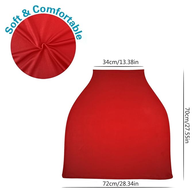 Moudou Red Solid Color Baby Car Seat Cover, Soft Stretchy Infant Carseat Canopy Cover Newborn Nursing Breastfeeding Cover for Stroller, High Chair, Shopping Cart