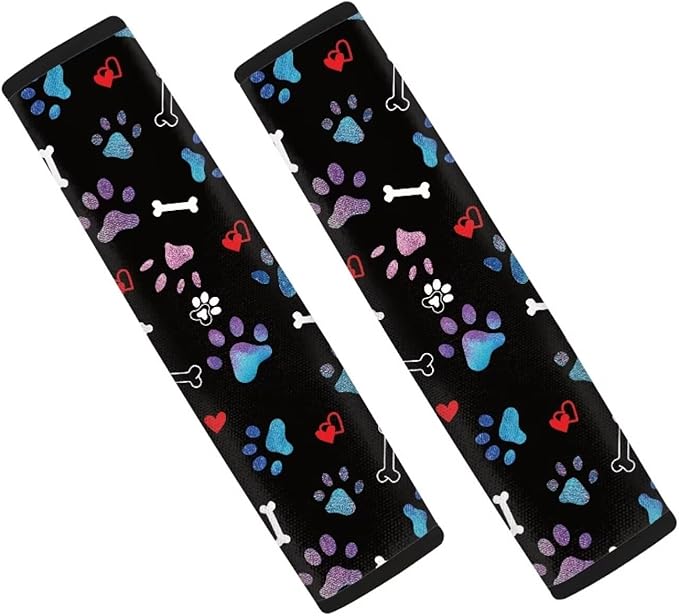 UNICEU Rainbow Dog Paw 2 Piece Car Seat Belt Cover Soft Seatbelt Shoulder Protection Pads for Women Men,Universal Fit Most Vehicle,Backpack