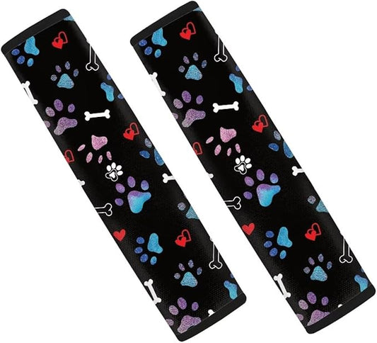 UNICEU Rainbow Dog Paw 2 Piece Car Seat Belt Cover Soft Seatbelt Shoulder Protection Pads for Women Men,Universal Fit Most Vehicle,Backpack