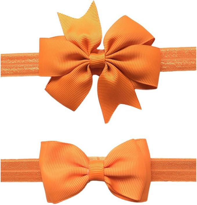 2pc/Set Baby Girls Grosgrain Ribbon Hairband Set Ribbon Bows Hair Tie Headband JB10