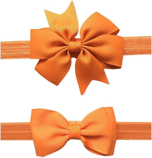 2pc/Set Baby Girls Grosgrain Ribbon Hairband Set Ribbon Bows Hair Tie Headband JB10