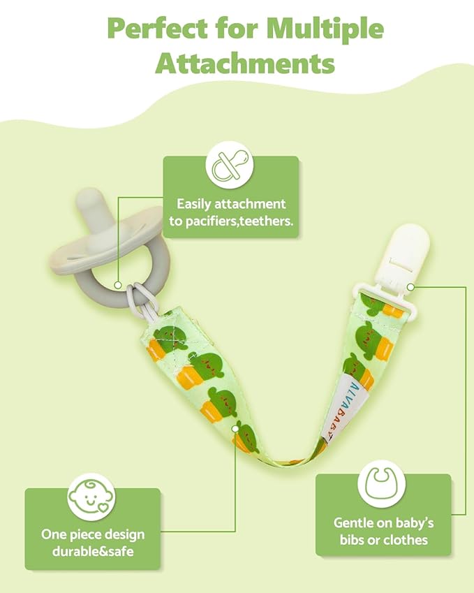 ALVABABY Pacifier Clips 8 Pack Pacifier Binky Paci Holder Leashes for Teethers 8DBP10A