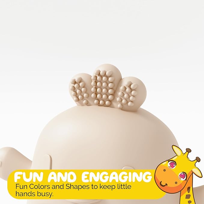 Beige Pacifier Teether Toy Never Drop Baby Teether Wrist Wearable Baby Teething Beige Baby Toys - Little Chick Newborn Toys by Muqee Peeko in Baby Safe Silicone Baby teether