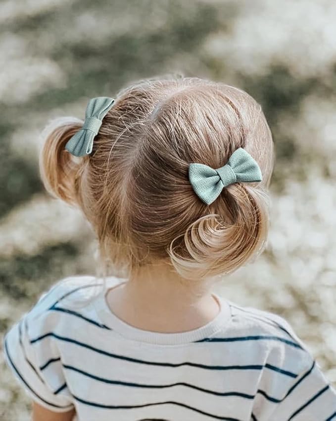 Cherssy Hair Bow Clips for Girls, 20pcs 2" Neutral Fully Lined Alligator Clips and Baby Barrettes, Non Slip Hair Accessories for Infants Toddlers School Age Girls