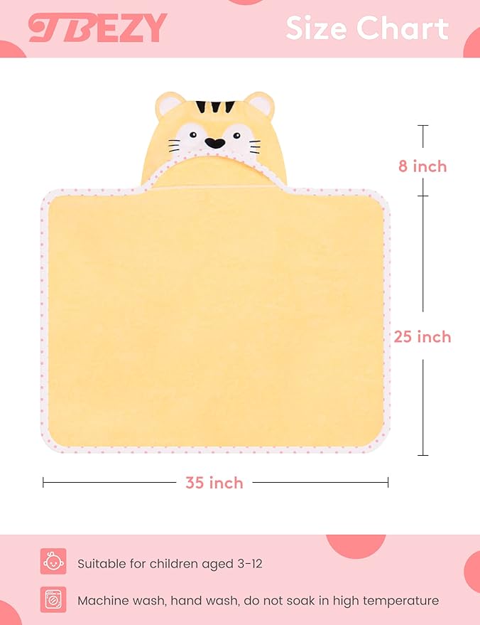 TBEZY Baby Hooded Towel with Unique Animal Design Ultra Soft Thick Cotton Bath Towel for Newborn (Tiger)