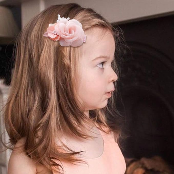 Flower Hair Clips Set for Baby Girl Lightweight Floral Hair Bow Accessories with Boutique Fully Lined Alligator Clip 3pcs for Toddler Teens Gifts