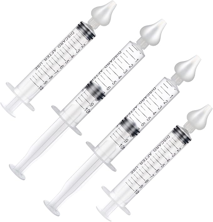 Infant Nasal Irrigator, 2 Box (Pack of 4) 10ml Portable Syringe Nose Wash Cleaner for Babies & Toddlers, Nasal Cavity Congestion Relief Device with Soft Silicone Tip