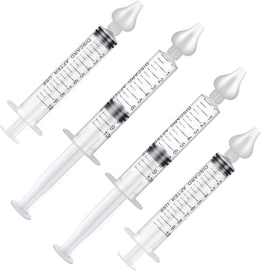 Infant Nasal Irrigator, 2 Box (Pack of 4) 10ml Portable Syringe Nose Wash Cleaner for Babies & Toddlers, Nasal Cavity Congestion Relief Device with Soft Silicone Tip