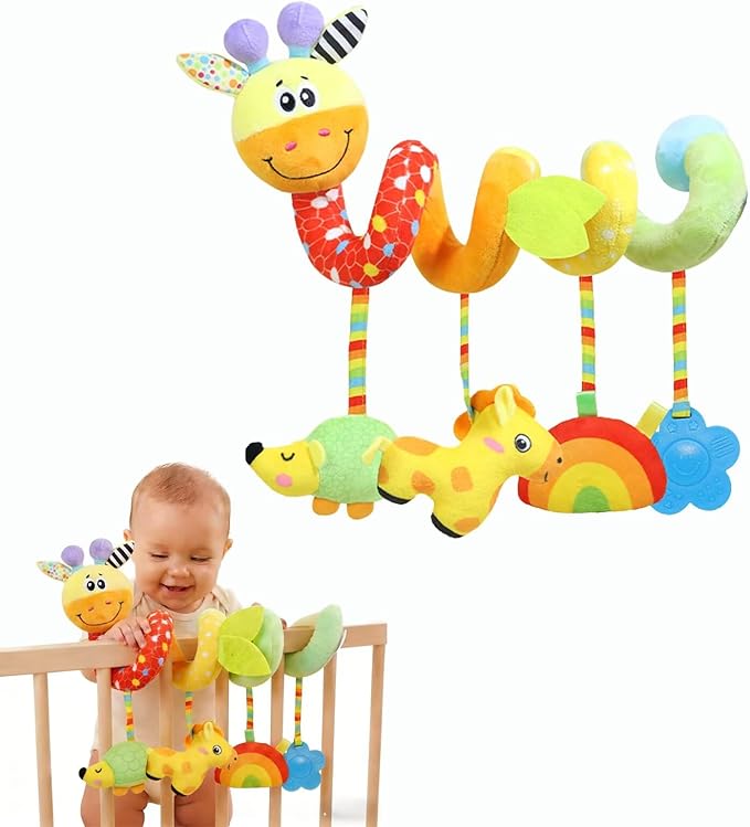 Multi-Use Baby Spiral Activity Toy – Spiral carseat Toy for Car Seat, Stroller,Play Gym, Keeps Baby Quiet, Easy Travel Solution
