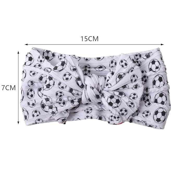 Baby Baseball Headband with Bow Headwear Sport Soccer Headband Bowknot Wide Hair Band Football Hair Bow for Toddler Infant TSFD55 (White Soccer Pattern)