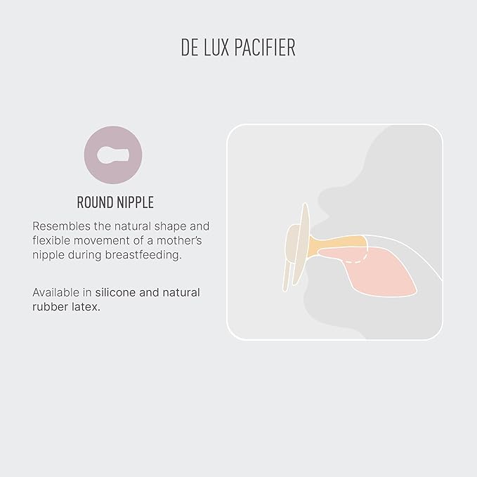 BIBS De Lux Baby Pacifier 2-Pack | Made in Denmark | BPA Free Dummy Soother, Round Nipple. Natural Rubber Latex, Size 2 (6-18 Months), Island Sea/Sage