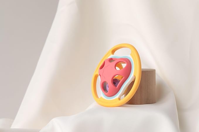 BaBeloved Bell Rattle Baby Teething Toys Multiple Sensory Montessori Baby Teether Toys Soft Food-Grade Teethers for Babies Rattling Teething Relief, Chew Toy for Babies 0-12 Months, BPA Free