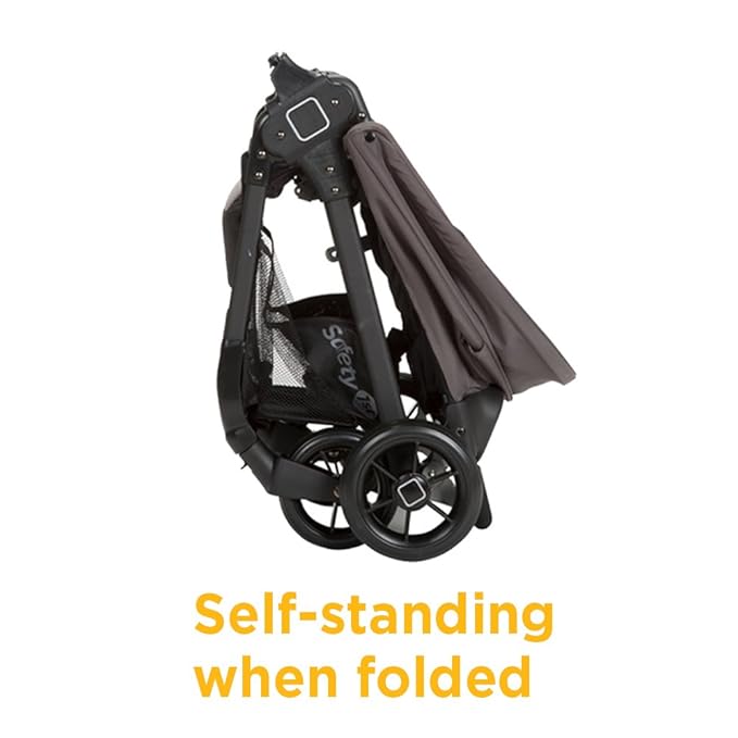 Safety 1st Smooth Ride Travel System Stroller and OnBoard FLX Infant Car Seat, Newborn to Toddler Baby Combo, Easy-Install, Large Canopy, Ample Storage, Foldable, Rear-Facing 4-30 lbs, Black Cherry