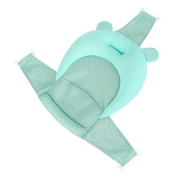 Baby Flotation Bath Cushion Infant Bath Seat Support Net Newborn Bathtub Mesh Pad with Pillow Baby Shower Lie Seat Toddler Bathing Shower Breathable Mat for 0-24 Months