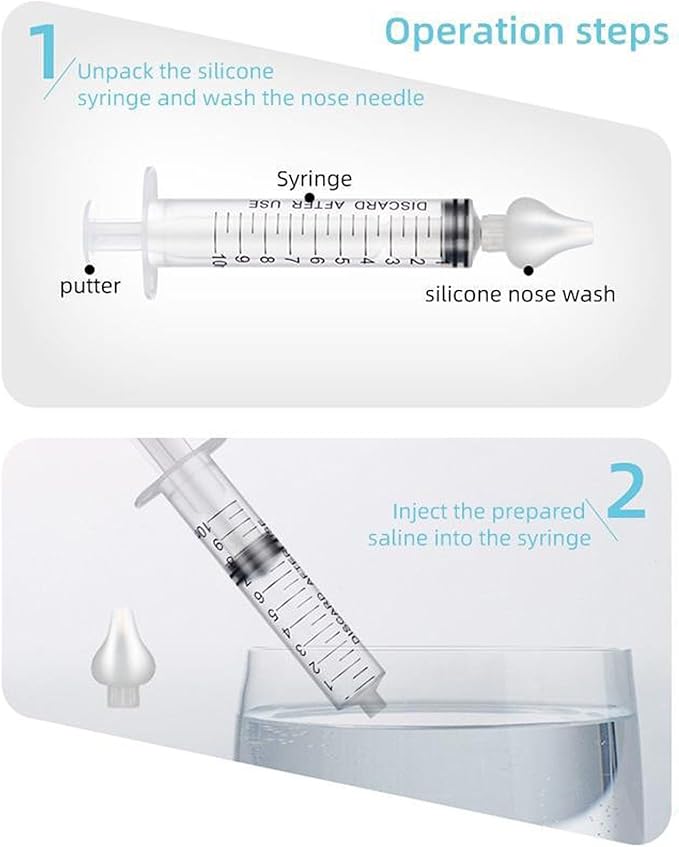 Silicone Baby Nasal Aspirator,Syringe Nasal Irrigator,10ml Nasal Irrigator Portable Infant Nose Cleaner Nose Aspirator with Cleanable (Transparent with Storage Box ﻿)