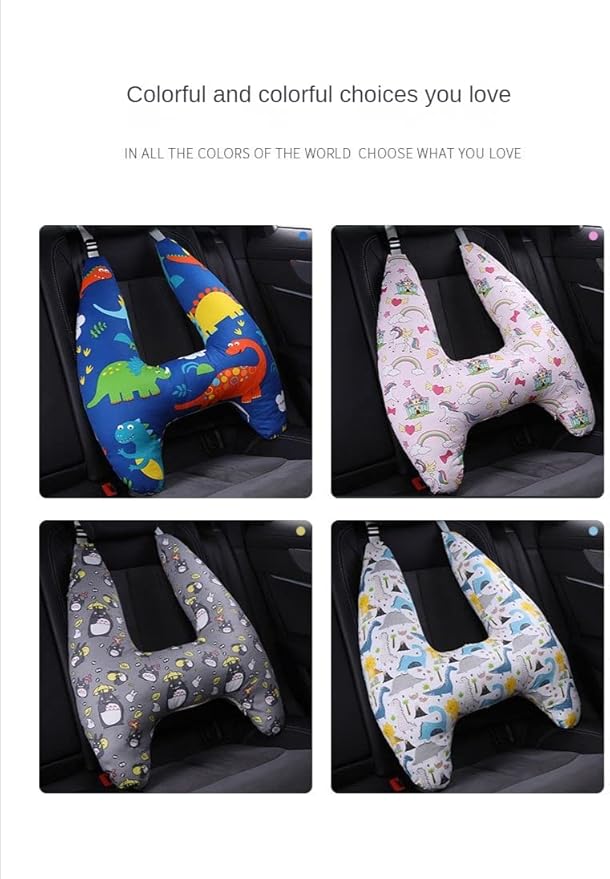 Car Back Seat Belt Pillow for Kids, Extra Soft Support Travel Pillow for Head Neck and Shoulder in Car, Universal Carseat Strap Cushion Pads for Childs Baby People (NO3)