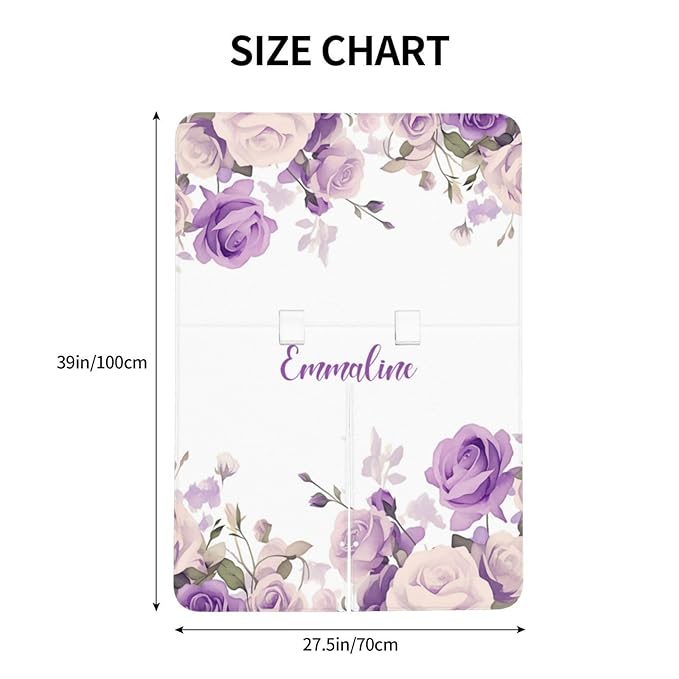Custom Baby Name Nursing Cover Purple Floral – Personalized Car Seat Canopy, Stroller Cover, Baby Minky Blanket, Privacy Breastfeeding Cover, Soft Breathable Infant Shower Gift
