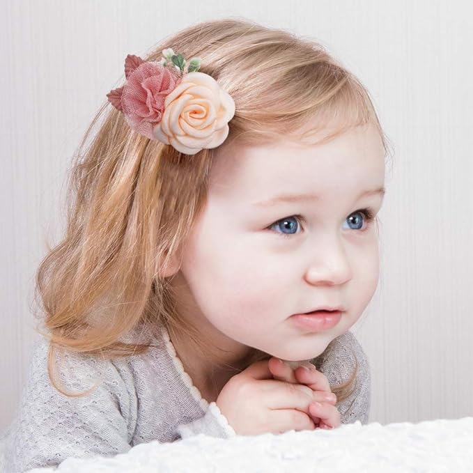 Flower Hair Clips Set-Cherrboll 3pcs Floral Hair Bow Accessories for Baby Girl Toddles Teen Gifts