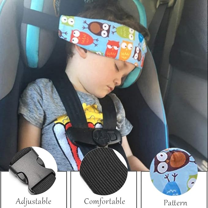 ZYNQACC 2PCS Baby Car Seat Head Support,Toddler Safety Car Seat Sleep Nap Aid Positioner Strap Belt Neck Protection Belt for Children and Kids(Pink, Blue) (Blue)