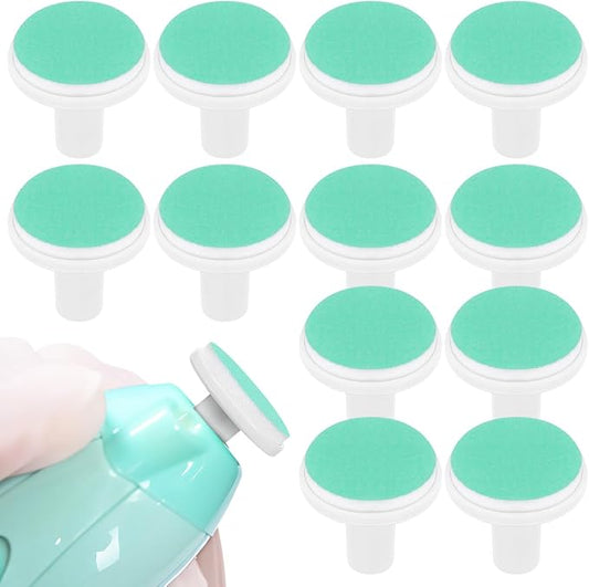 Angoily 24 Pcs Baby Nail File Replacement Pads Green Electric Trimmer Refill Heads for Toddlers 12 Months and Up Universal Infant Grinding Buffer Pads Compatible with Most Nail Filers