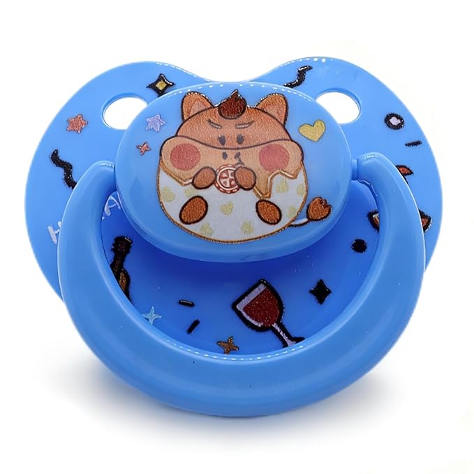 Adult Sized Pacifier Adorable Blue Capybara Cute Printed with Case Reusable Storage Box Pacifier Clips