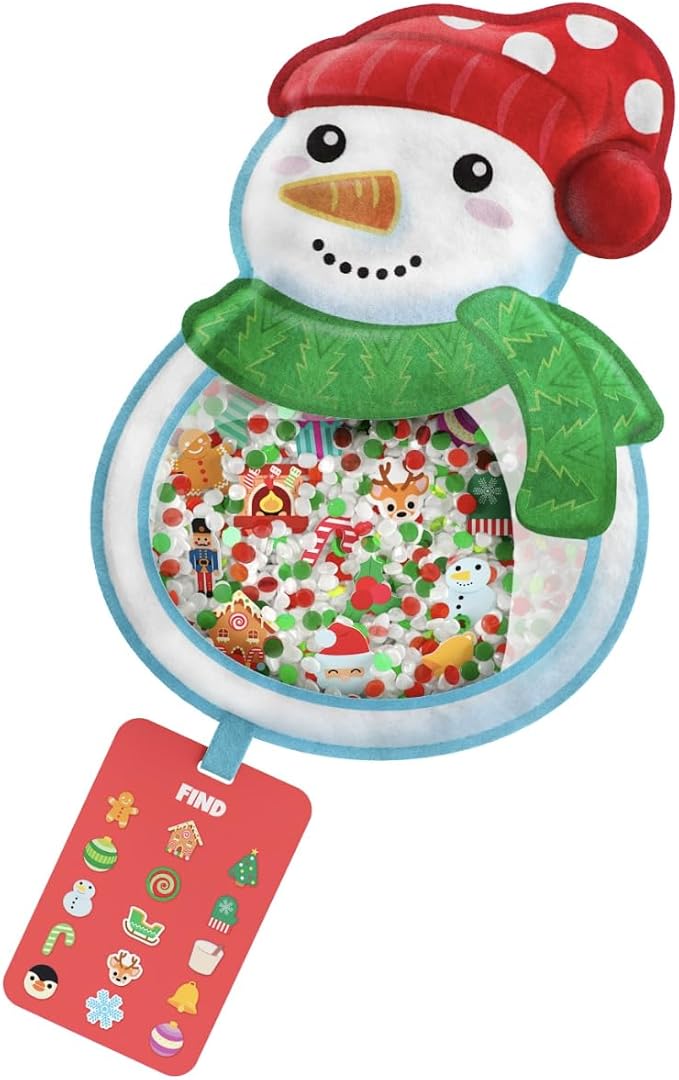 Vango BIZYBOO - Toddler Preschool Learning Activity - Teach Objects and Words with This Educational Seek & Find Sorting Toy – for Ages 2 and Up - Stocking Stuffer - Christmas (Snowman)