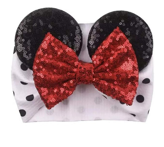 CLGIFT Minnie Ears Hairband, Polka Dot Minnie, Handmade Baby/Toddler Headband, Unisex, 1 Count (Pack of 1), Children