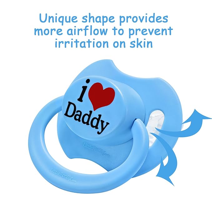 LittleForBig Bigshield Gen-II Adult Sized Printed Pacifier I Love Daddy Pattern Blue