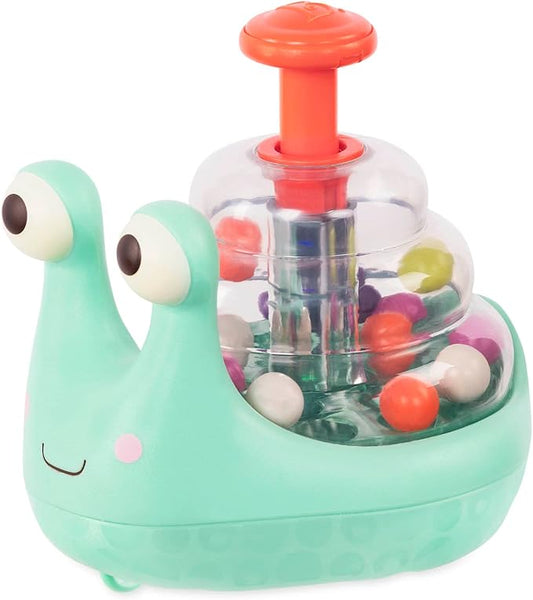 B. toys – Light Up Snail Ball PopperBaby Toy with Glowing Effects & Easy– Grip Handle – Interactive Educational Toy for Motor Skills Development – Colorful Baby Toys for 10+ Months