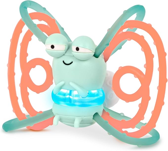 B. toys – Sensory Teether – Glowing Firefly Toy – Light – up Baby Toys – Interactive Teething Toy for Babies – 3+ Years Months – Spark Buddy