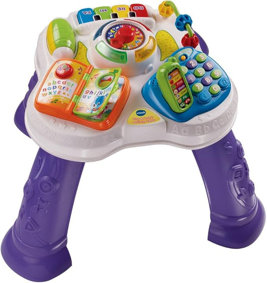 VTech Play & Learn Baby Activity Table, Educational Baby Musical Toy with Shape Sorting, Sound Toy for Babies & Toddlers 6 Months+ Boys & Girls, Purple, Includes 2 AA Batteries, Removable Legs