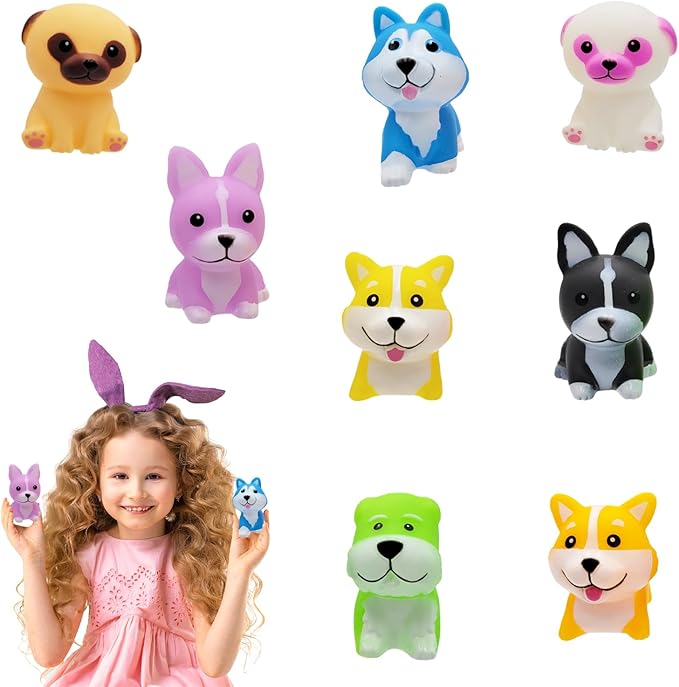 Chochkees Assorted Rubber Dog Toy Doggies for Kids and Toddlers, Bath Birthday Baby Showers Classroom, Summer Beach and Pool Activity, 2" Inches (6-Pack)