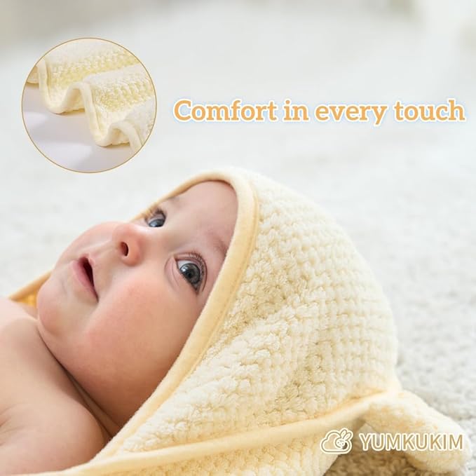 Baby Hooded Towel 2 Pack Bath Towels for Newborn with Animal Design Shower Essentials for Baby Girl Boy and Toddler (Camel & Beige, Medium)