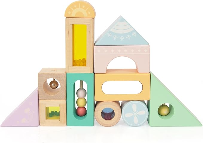 Fun with Sounds Wooden Discovery Blocks for Toddlers with Acoustic Sounds, Toddler Toys for Preschool Learning Activities (Green)