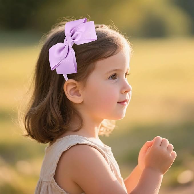 7Rainbows Cute Light Orchid Bow Headband for Girls Toddlers.