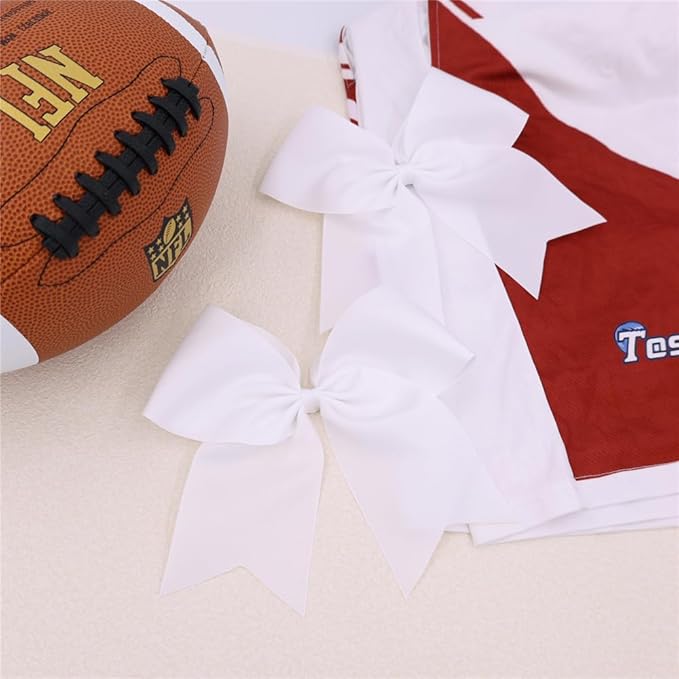 Pack of 2 White Jumbo Cheer Bow Hair Clips for School Girls Cheerleader Bows 8'' Dancing Softball Basketball Cheerleading Team Hair Accessories