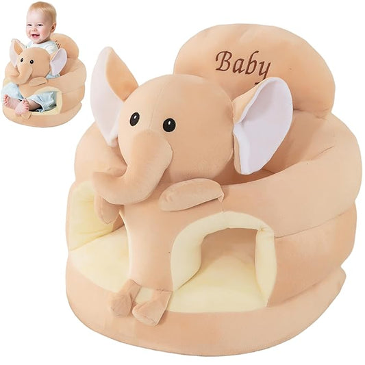 Baby Floor Seat, 17.7 Inch Cute Elephant Learn to Sit Baby Seat with Thickened Support Plate, Soft ＆ Elastic for Toddler